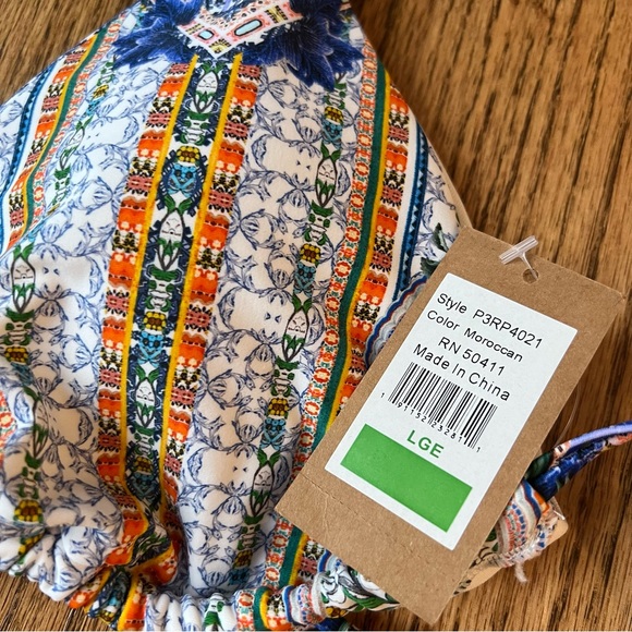 🆕 NWT Rachel Roy Moroccan Blue print halter bikini - large bottoms, medium top - Picture 7 of 13